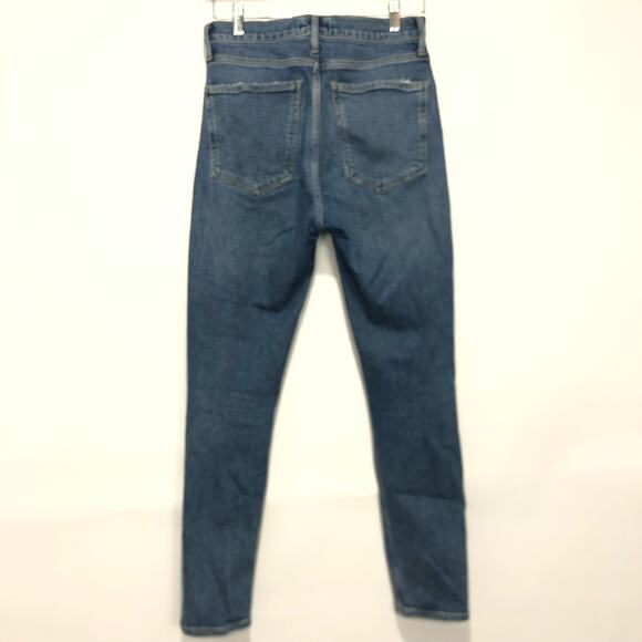 Agolde Womens Button Fly Distressed Nico Skinny Jeans Blue Size 27 - Picture 2 of 9
